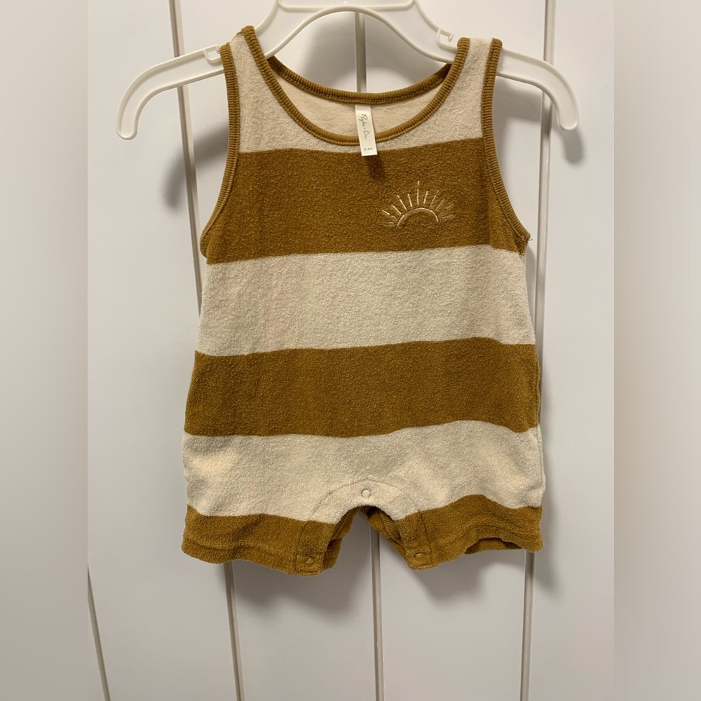 Rylee & Cru Gold Stripe Terry Sleeveless Romper